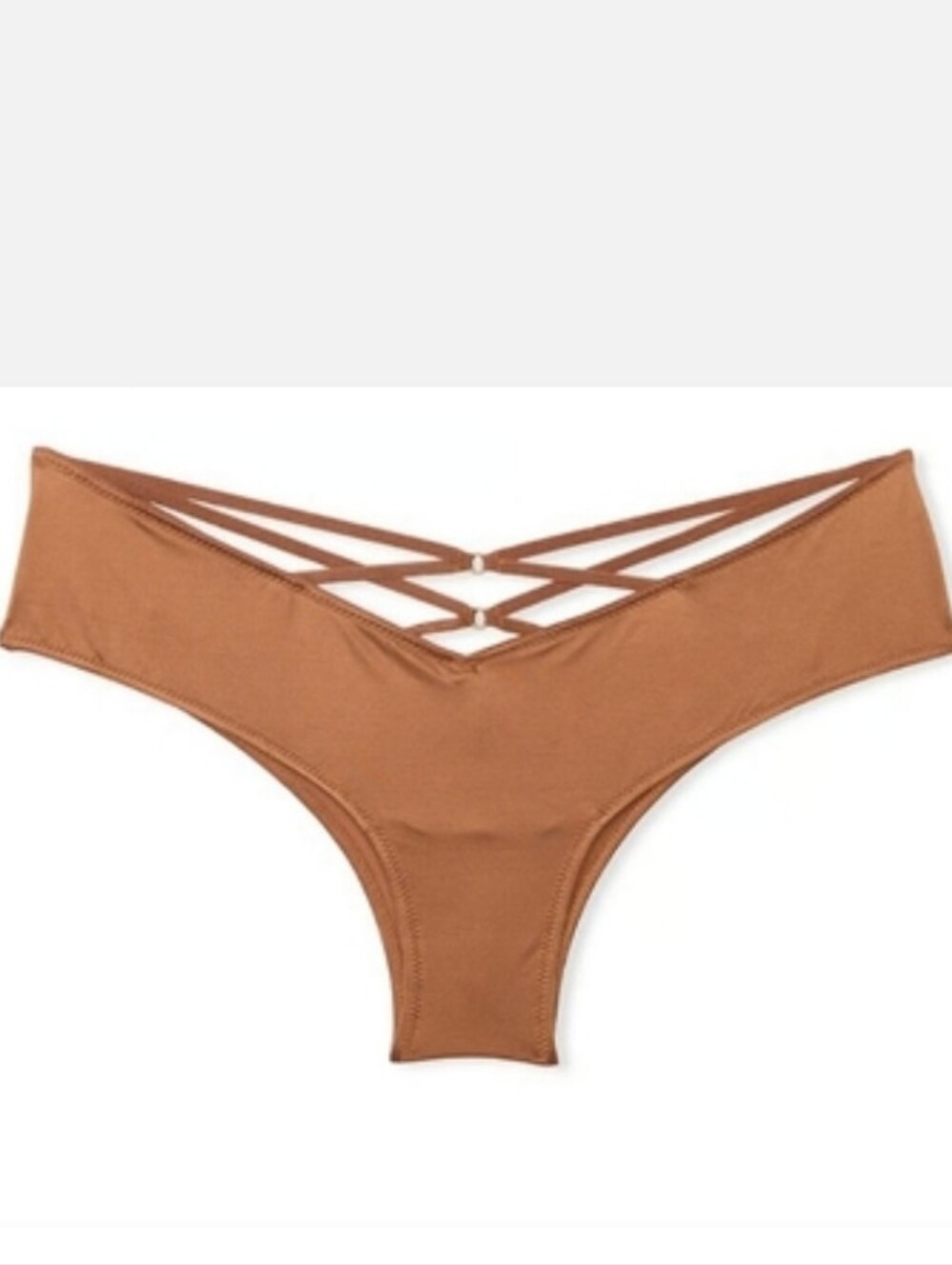 Victoria's secret very sexy strappy back high-leg cheeky panty CARAMEL SMALL